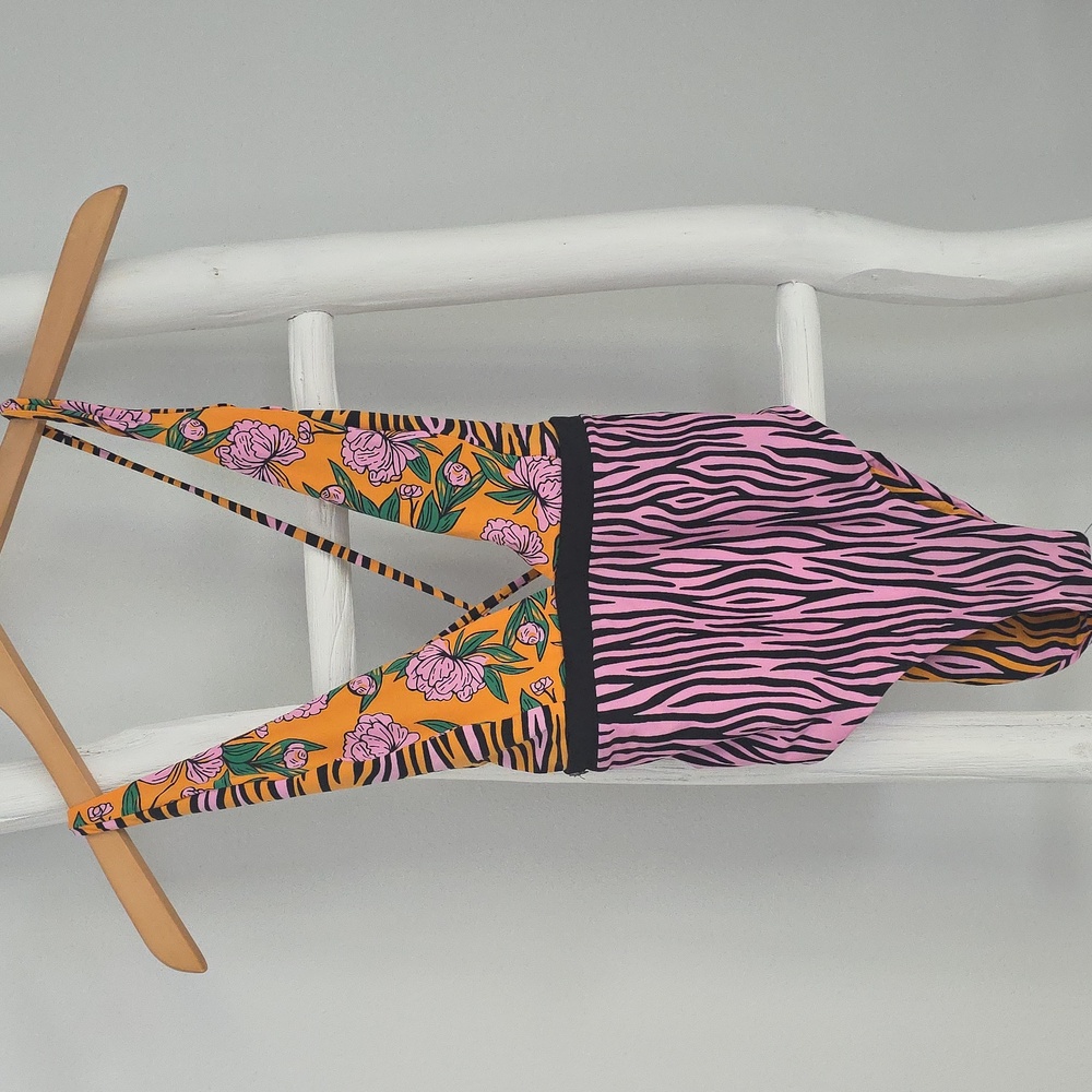 Maaji Vibrant Floral and Zebra Print One Piece Reversible Two Way Swimsuit - Picture 3 of 11
